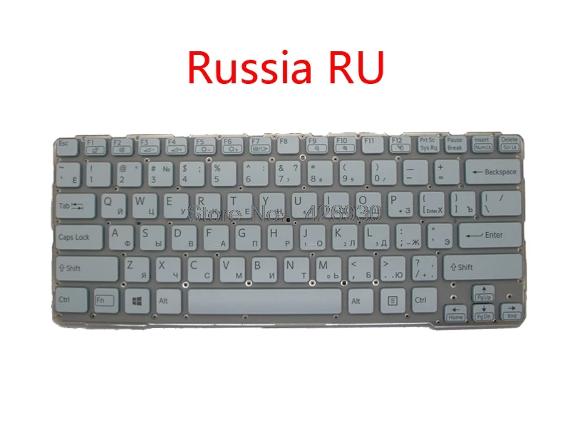 Russia RU Ноутбук RU US CA LA BG JP клавиатура для SONY VAIO SVE14A Россия Канада Латинская Америка болгариа английский японский Белый - Цвет: Russia RU