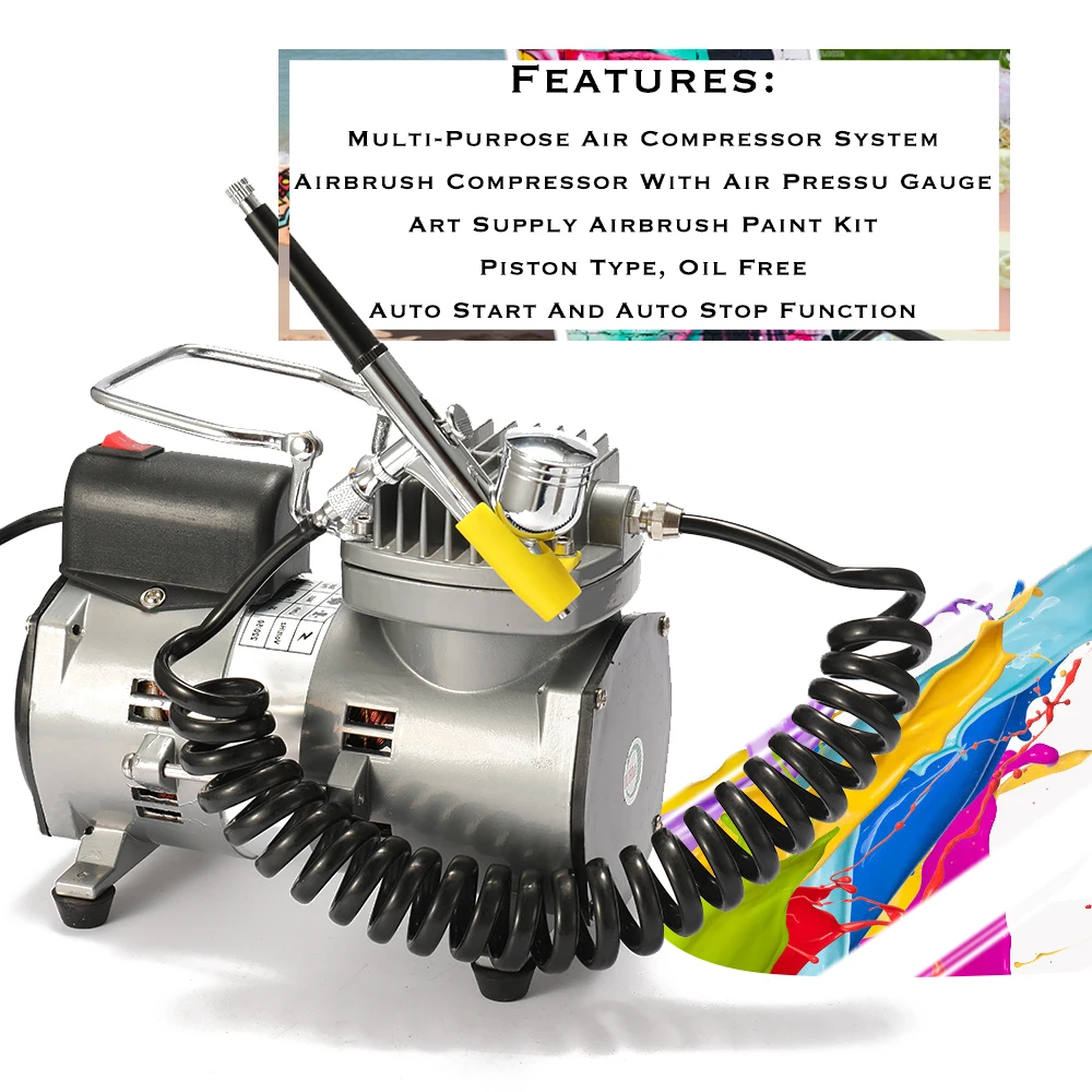 

Portable Spray Pump Pen Air Compressor Set for Art Painting Tattoo Craft Cake Spray Model Beautiful Airbrush Kits