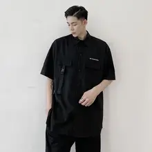 Men's shirt 2020 summer new slim solid color single breasted short sleeve shirt loose casual lapel personality youth men's wear