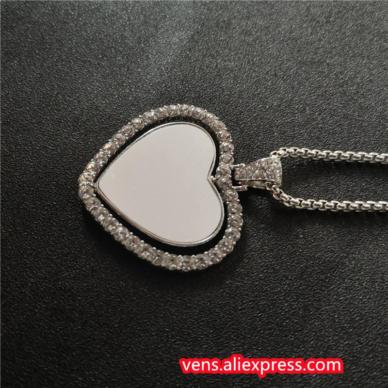 sublimation blank heart shape  necklaces pendants hot transfer printing pendant jewelry consumables two sided printing 10pcs/lot 6