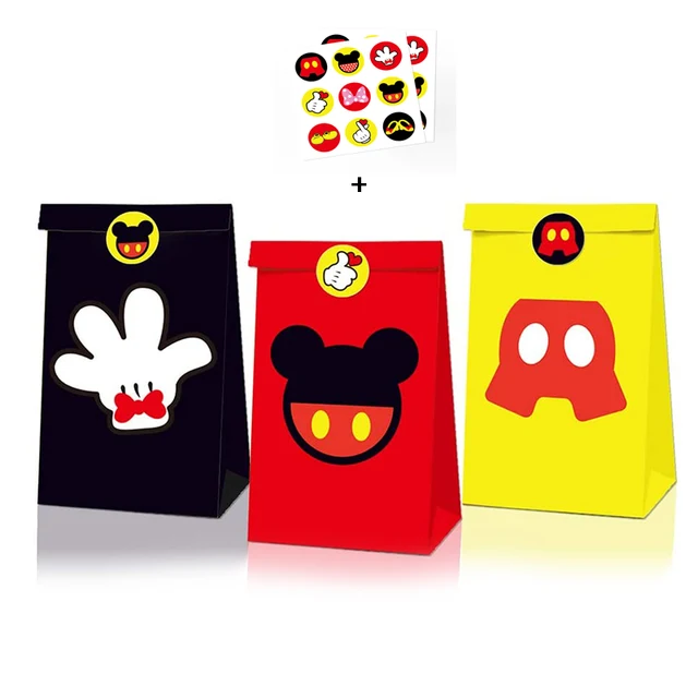 Mickey Mouse Party Baby Disposable Tableware Cup Cake Topper Ballon Boy and Girl Birthday Party Kids Party Supplie Color Decor 6pcs-gift bag 2