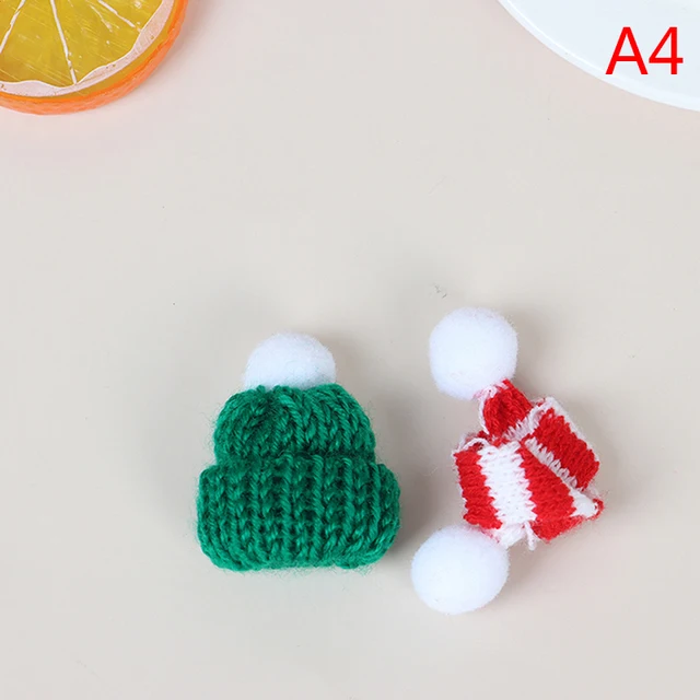 1/2/10pcs Random Knitted Hat Cute Doll Cap Fashion Colourful Headwear Accessories Mini Decorative Christmas Hat Scarf Towel A4