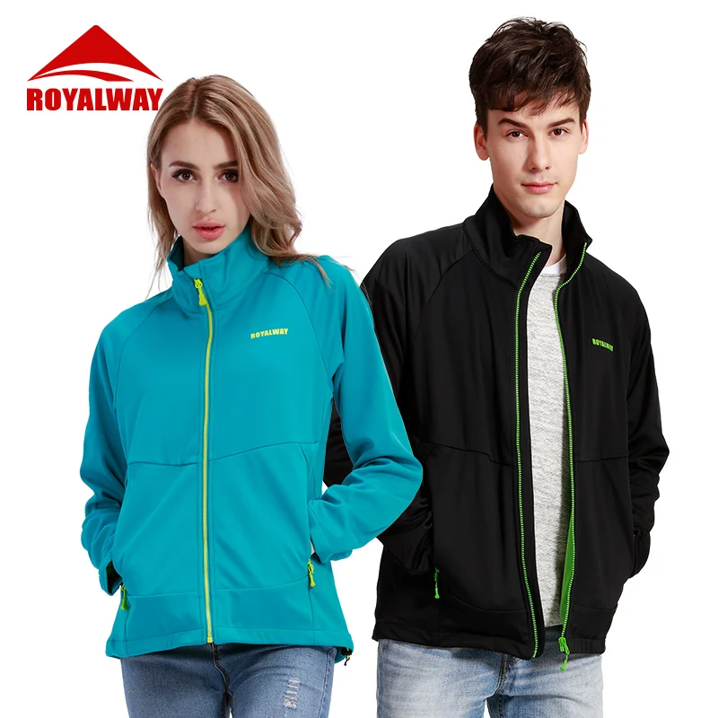 

ROYALWAY Outdoor Sports Couples SoftShell Hiking Walking Stand Collar jackets Lovers Spring Autumn Multifunctional Jackets