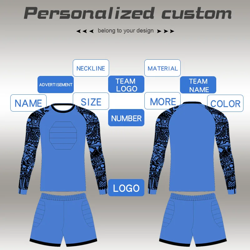 ODM custom long sleeve goalkeeper jersey Soccer Goalkeeper Training Jerseys