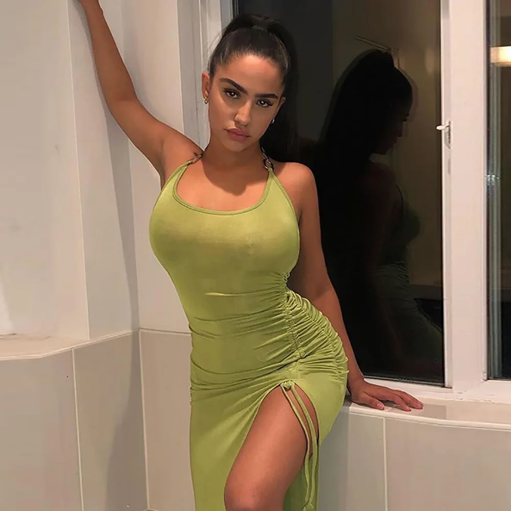 Zhang в 2020 году новый стиль цепного платья с подтяжками и v-образным вырезом горячий