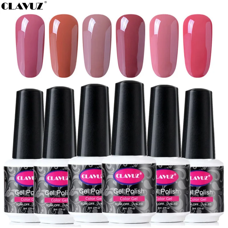 

CLAVUZ 24 Colors Nude Series Nail Gel Polish UV LED Long Lasting Semi Permanent Primer ink Gel Polish Varnish 8ml