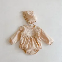 Baby Girls Flower Pattern Rompers Infants Children Cotton Ruffle Bodysuits Kids Clothes