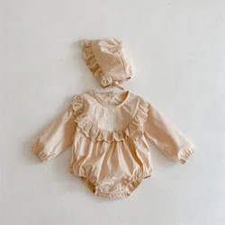 Baby Girls Flower Pattern Rompers Infants Children Cotton Ruffle Bodysuits Kids Clothes