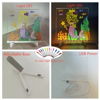 Personalized LED Lamp Acrylic Message Note Board Erasable USB Children‘s Drawing Board Bedroom Night Light Birthday Kids Gift 2