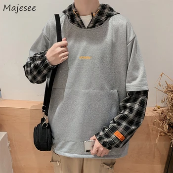 

Men Hoodie Patchwork Oversize Casual Long Sleeve Harajuku Top Mens Hoodies Korean Fashions Plus Size Clothing Daily Hip Hop Soft