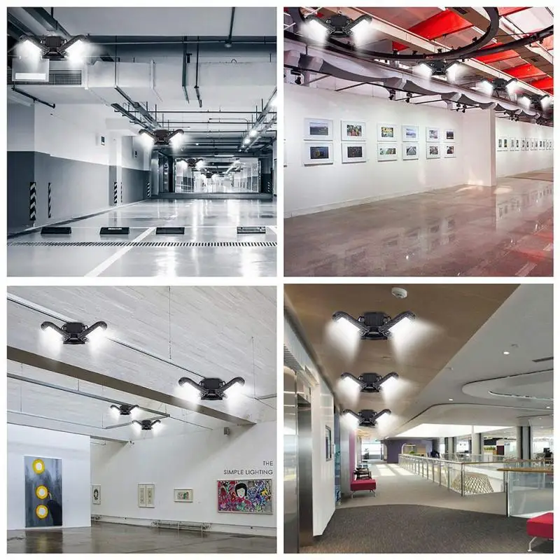 Ultra bright 60W 144LED Garage Lamp Waterproof IP65 AC85-265V E27 base Industrial Lighting Warehouses Deformable Ceiling Light