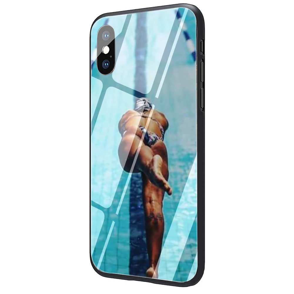 Прекрасный чехол для телефона из закаленного стекла для бассейна iPhone 5 5S 6 6S Plus 7 8 Plus X XS XR 11 Pro Max - Цвет: G8