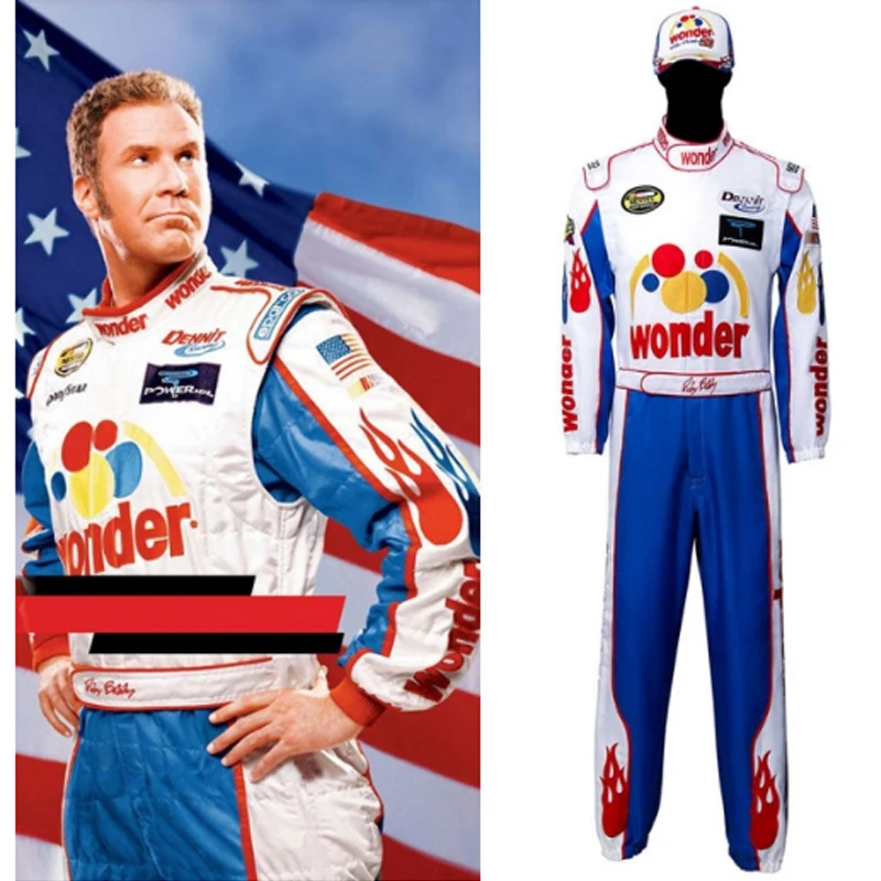 

Takerlama Ricky Bobby Racing Jumpsuit Talladega Nights Full Costumes With Cap Baseball Hat Halloween Cosplay Outfit Sets