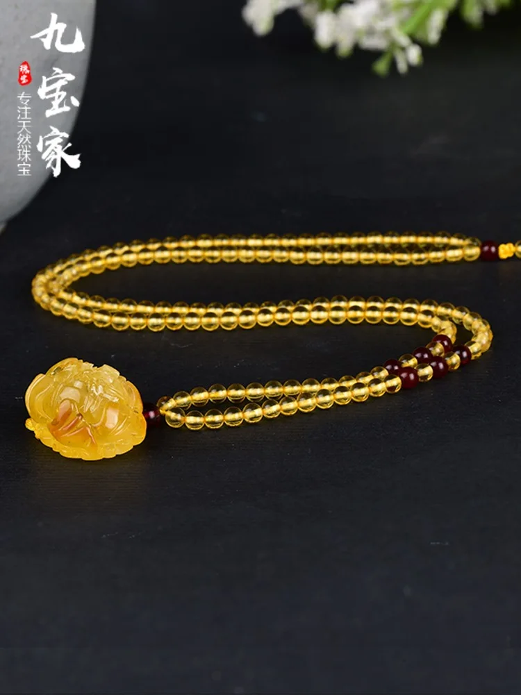 Nine Treasure Home Beeswax свитер для мужчин и женщин золотистый янтарь ожерелье/ожерелье кулон 3-4 мм кулон для домашней идентификации S