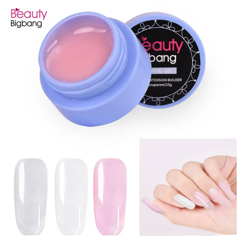 Billig BeautyBigBang 15g Nagel Builder Gel DIY Verlängern Nagel Tipps Verlängerung Kleber Kristall Gelee Nail art UV LED Lampe Builder gel