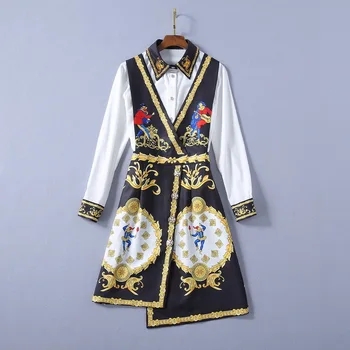 

European and American women's dress 2020 summer new styles Long sleeve shirt Sleeveless print is irregular Fashionable dress
