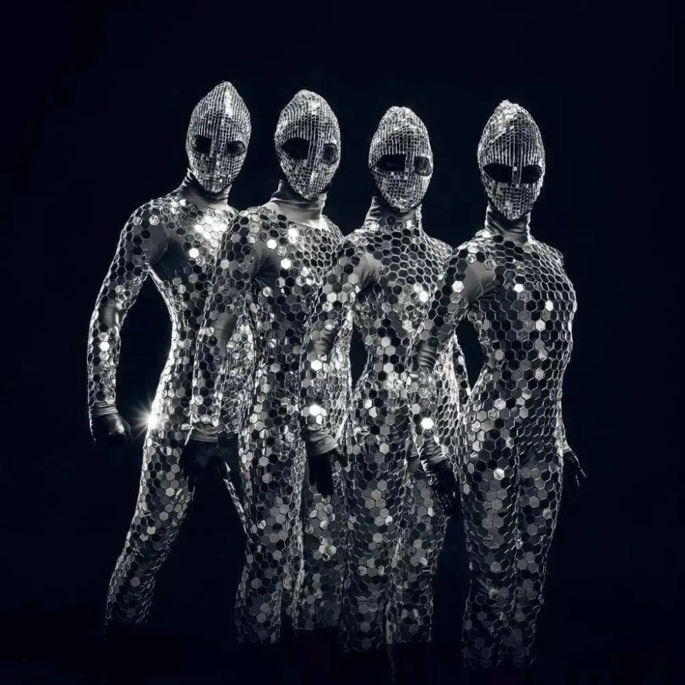 Modern dance Space alien mirror costume technology future warrior bodysuit mask laser dance performance clothing gogo costumes|Movie & TV costumes| - AliExpress