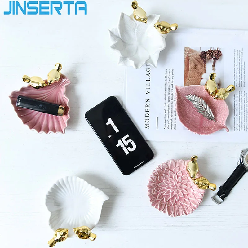 JINSERTA, керамический лоток для хранения ювелирных изделий, дисплей, пластина, ожерелье, кольцо, серьги, косметический Органайзер, Домашний Настольный декоративный поднос, подарки