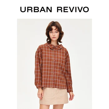 

URBAN REVIVO Women Youth Autumn Vintage Check Shirt YU32S2BN2006
