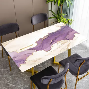 

PVC Anti-scalding Soft Glass Nordic Marble Table Mat Coffee Table Pad Kitchen Pattern Oil Cloth Party Table Decoration Customize