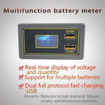 

ZK-BC 4.5-32v 12v 24v Lead-acid lithium battery Voltmeter ammeter 18650 capacity tester battery monitor USB quick charger QC3.0