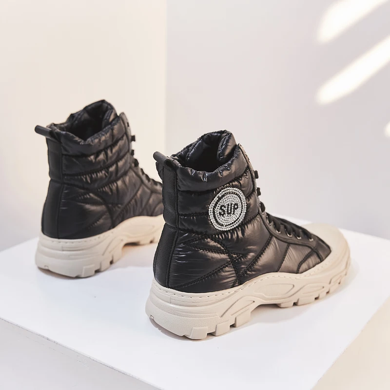 Snow boots female winter new British wind Martin down cloth plus velvet warm wild thick bottom non-slip casual shoes