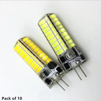 

10X LED Silicone Corn Light G4 Bi-pin Base 72led 5736 AC/DC12V-24V lamp Warm/Cool White LED Chandelier bulb Living room lighting