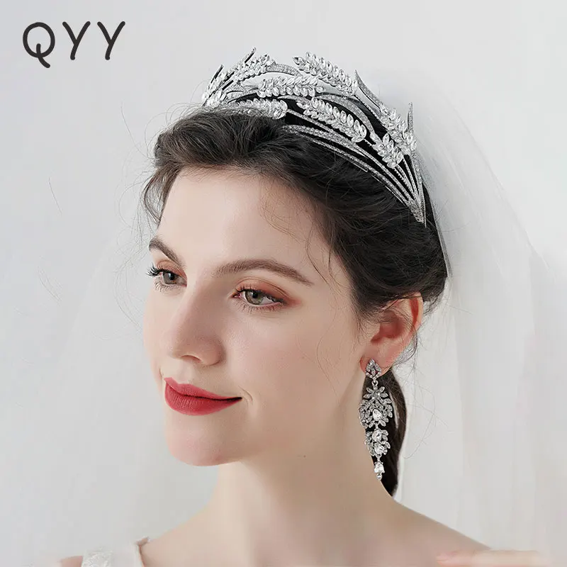 

Свадебные ювелирные украшения для волос QYY стразы, свадебные тиары и короны для женщин, аксессуары для волос, головной убор для невесты, пода...