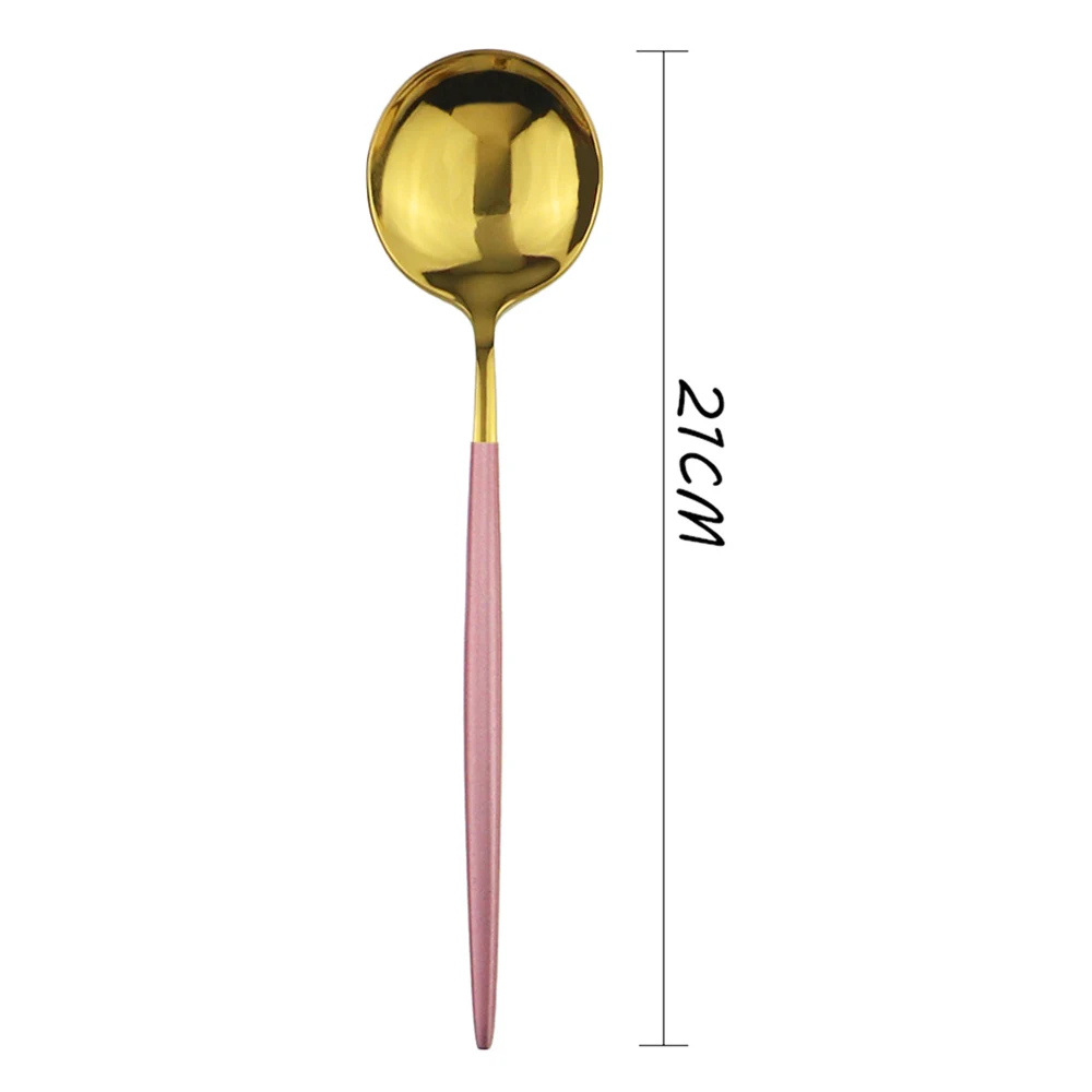 1Pcs Pink Gold 4 шт черные серебряные столовые приборы набор 304 из нержавеющей стали набор столовых приборов ножи вилки ложки столовый набор кухонная посуда набор серебряных изделий - Цвет: 1Pcs Pink Gold