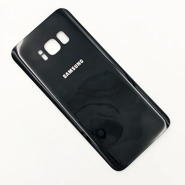 Black Чехол для SAMSUNG Galaxy S8 G950F со стеклянной задней батареей, чехол для ремонта задней двери, запасные части с клейкой наклейкой - Цвет: Black