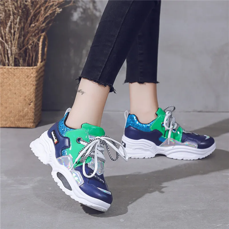 Sooneeya/женские кроссовки; обувь на плоской подошве; Zapatillas Deportivas Mujer; женская обувь на толстой мягкой подошве; обувь для бега, увеличивающая рост; Цвет Черный; zapatos mujer