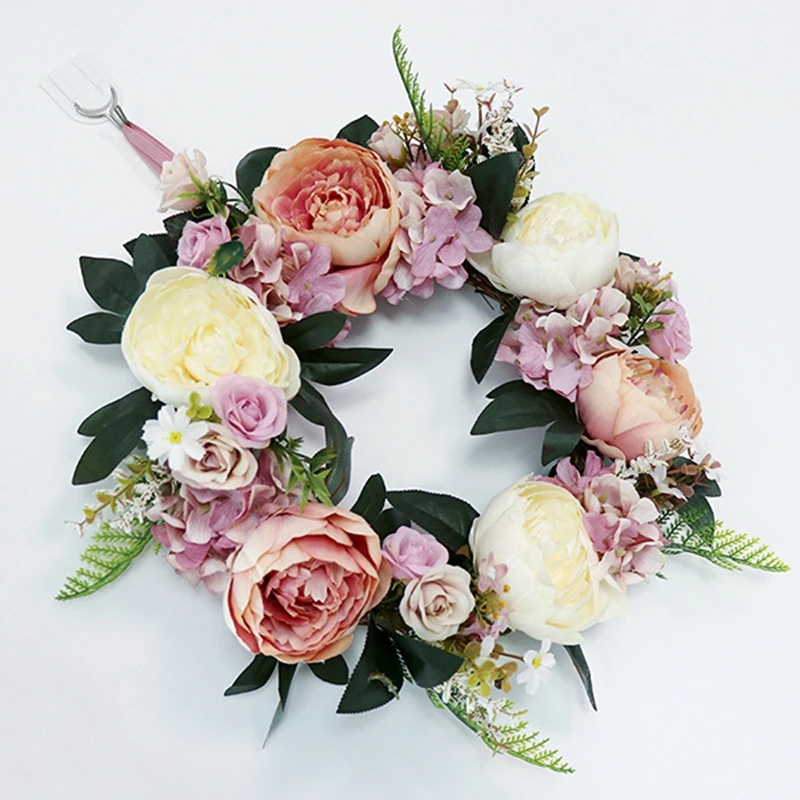 milk pink 40cm Рождественская имитация DIY искусственная Цветочная Гирлянда набор венков гирлянда для двери дома Свадебная вечеринка садовый декор венок поддельные цветы - Цвет: milk pink 40cm