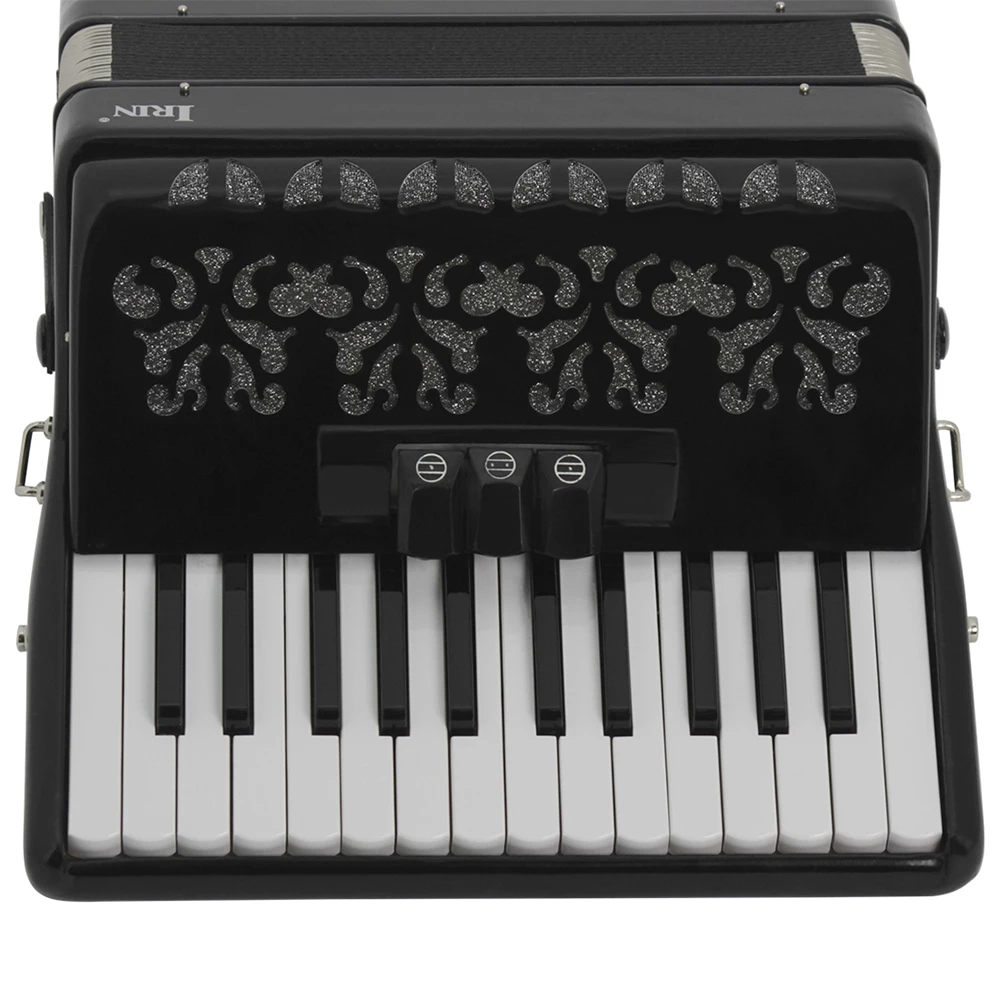 IRIN 26 Tasten 48 Bass Akkordeon Schwarz Tastatur Musikinstrument Rhythmus Band Akkordeon Kinder Anfänger Geschenk mit Tragetasche – Detail 6