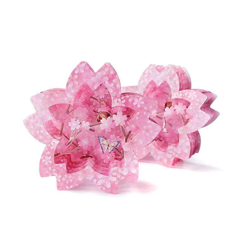  10pcs 9.5cmx9.5cmx4cm3d laser cut sakura card for valentines day wedding invitations marriage suppl - 4.00002E+12