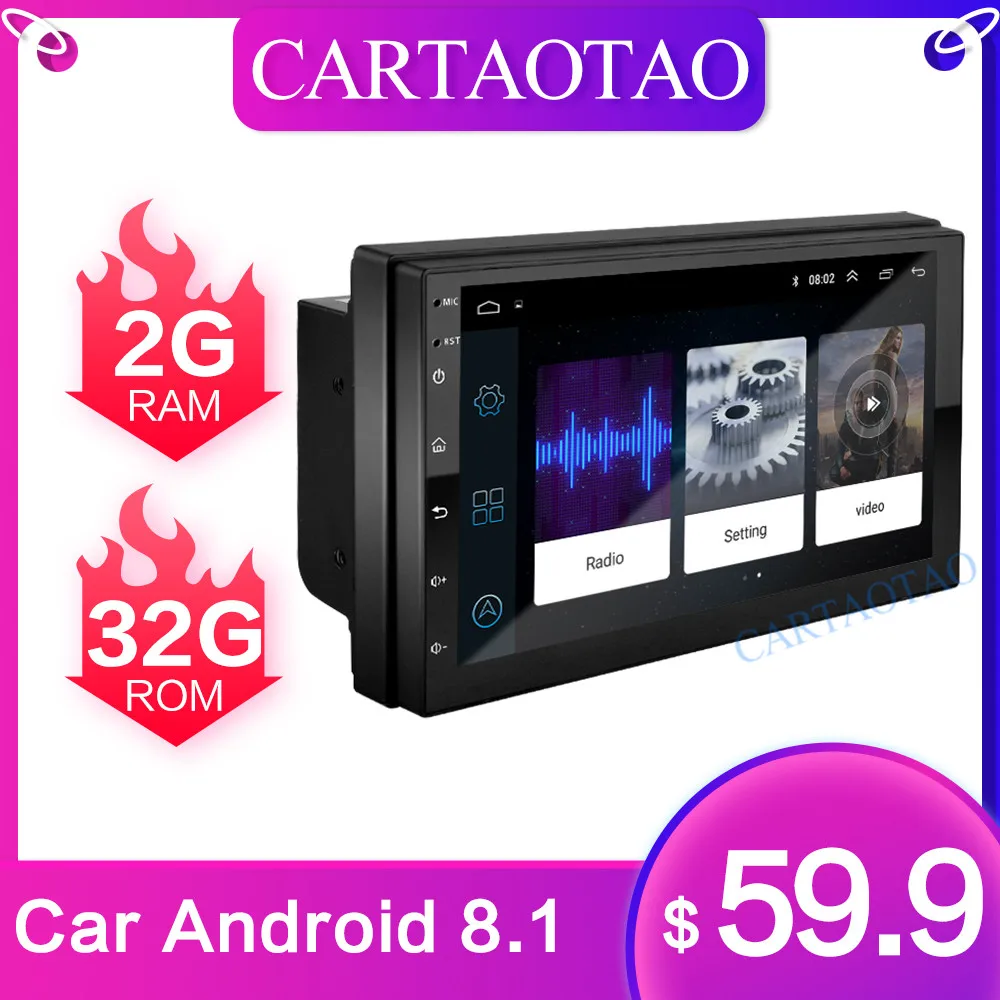 

2 din 7 inch car radio player 2GB+32GB Android 8.1 GPS navigation Bluetooth car video stereo multimedia player for universal gps
