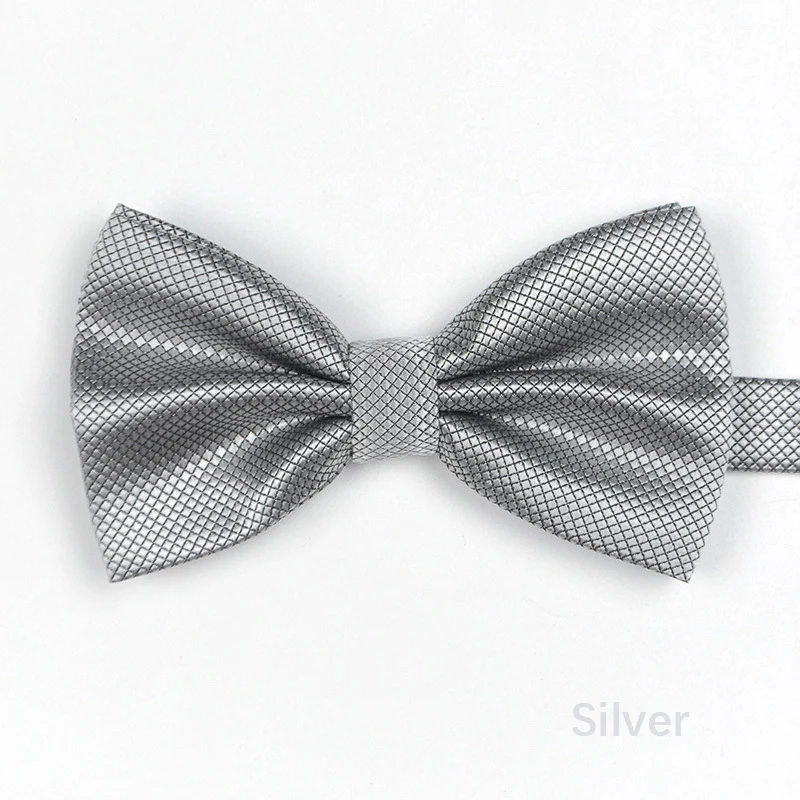 Silver 20 цветов, однотонные модные галстуки-бабочки, цветные клетчатые Галстуки для жениха, мужские галстуки-бабочки для свадьбы - Color: Silver