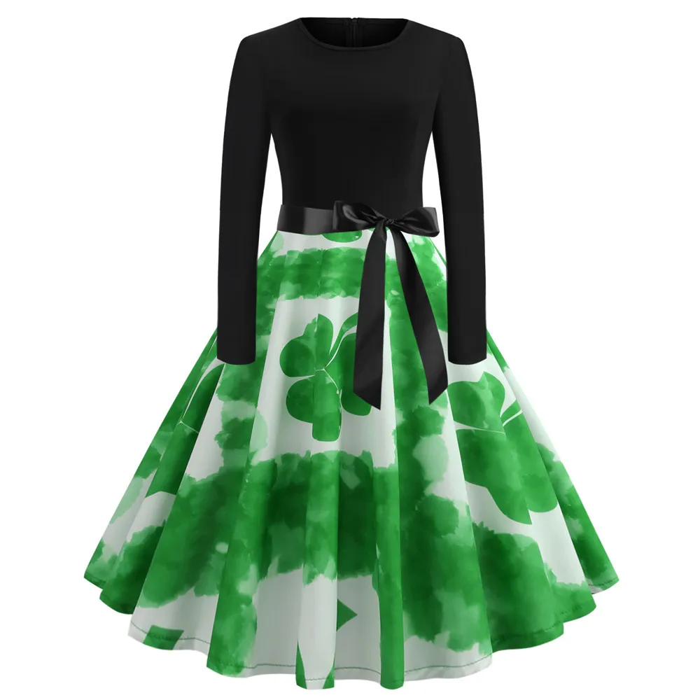 2019 парады Святого Патрика Ирландское платье ко Дню Sunday Retro Lucky You Green Three Leaf Shamrock Clover