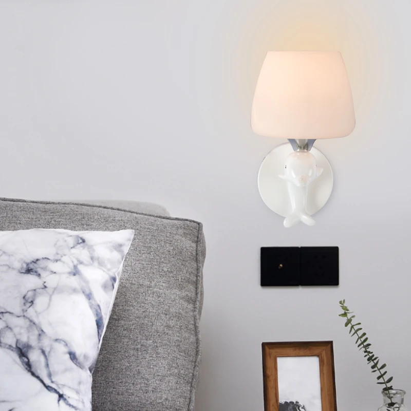 Настенный светильник в скандинавском стиле, светодиодный светильник в помещении, белый, современный светильник для дома, лестницы, спальни, прикроватный светильник для ванной комнаты - Цвет абажура: 6011-1