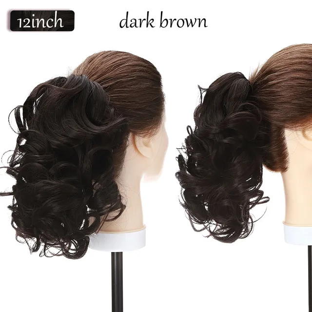 S-noilite Synthetic 12-26inch Claw Clip On Ponytail Hair Extension Ponytail Extension Hair For Women Pony Tail Hair Hairpiece dark brown