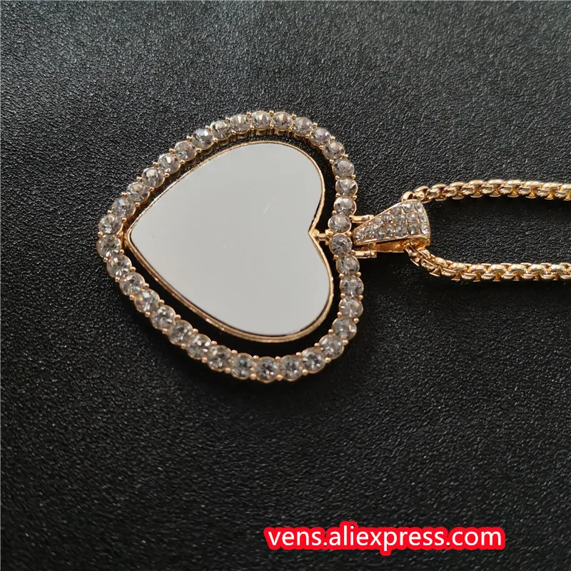 sublimation blank heart shape  necklaces pendants hot transfer printing pendant jewelry consumables two sided printing 10pcs/lot 5