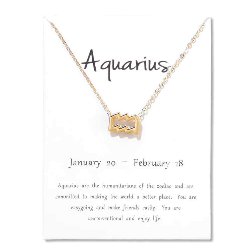 12 созвездий ожерелье кулон Овен, Телец Gemini Cancer Leo Virgo Libra Scorpio Sagittarius Козерога Водолей, рыбы - Окраска металла: Aquarius
