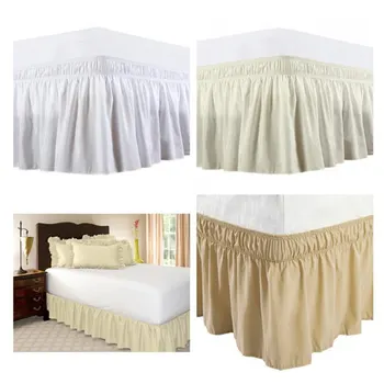 

Elastic Bed Skirt for Bed Accessories Tight and Loose Decoration Peach Fabric Adjustable Pure Color Bedroom Ornament