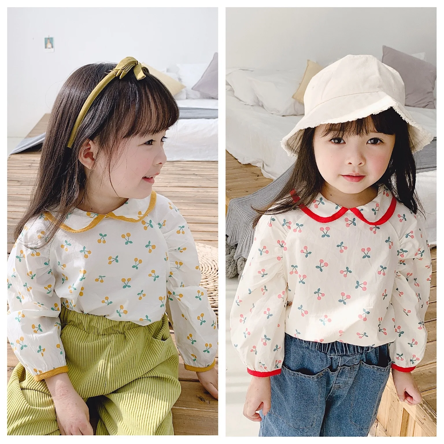 

Sweet Girl Cotton Blouse 2020 New Spring Long Sleeved Kids Baby Shirt Cherry Print Baby Girls Dool Shirt Clothing Kids Tops 1-6T