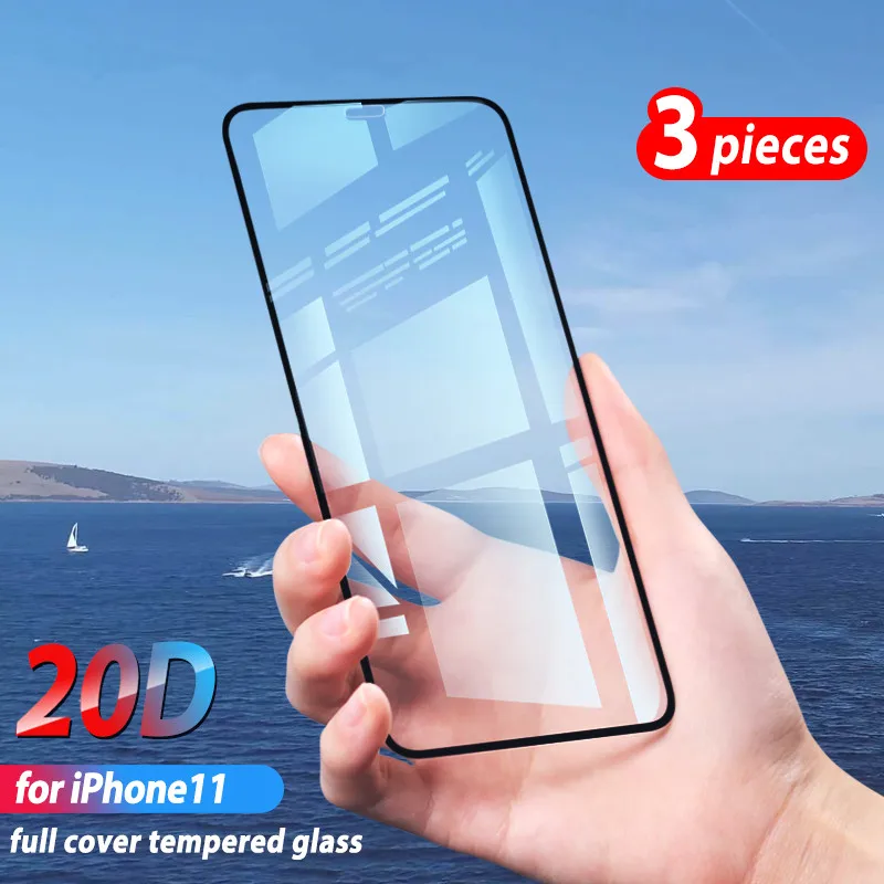 

3PCS Full Cover Protective Glass For iPhone X XS XS Max XR Screen Protector Curved Edge Film for iPhone 11 11 Pro Max Glass XR