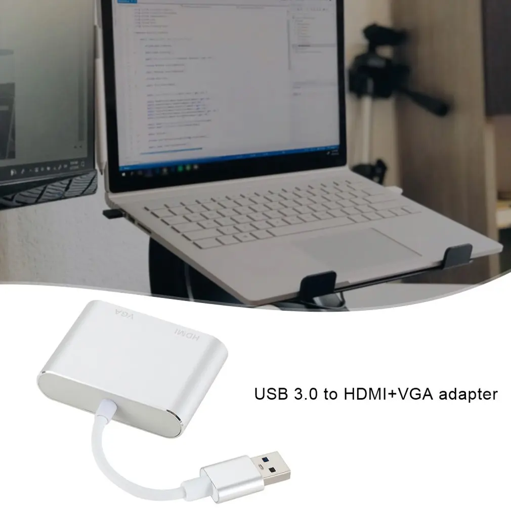 USB3.0 to HDMI VGA Adapter 4K HD 1080P Multi-Display 2-in-1 USB to HDMI Converter Audio Video Cable For Macbook Computer