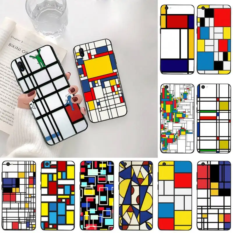bauhaus style abstract piet mondrian Black Soft Shell Phone Case Capa For Vivo Y91c Y17 Y51 Y67 Y55 Y93 Y81S Y19 V17 vivos5 | Мобильные