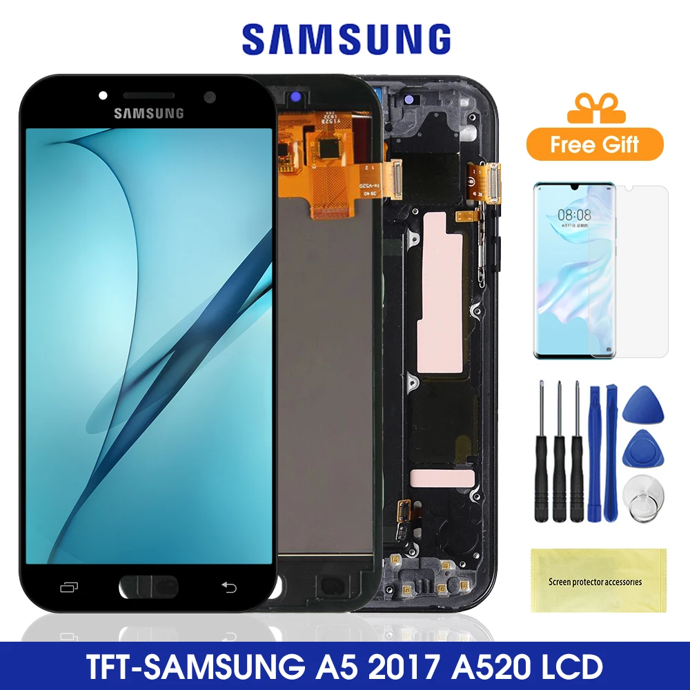 ЖК-дисплей A520 для Samsung Galaxy A5 2017 с сенсорным экраном и дигитайзером в сборе A520F SM-A520F