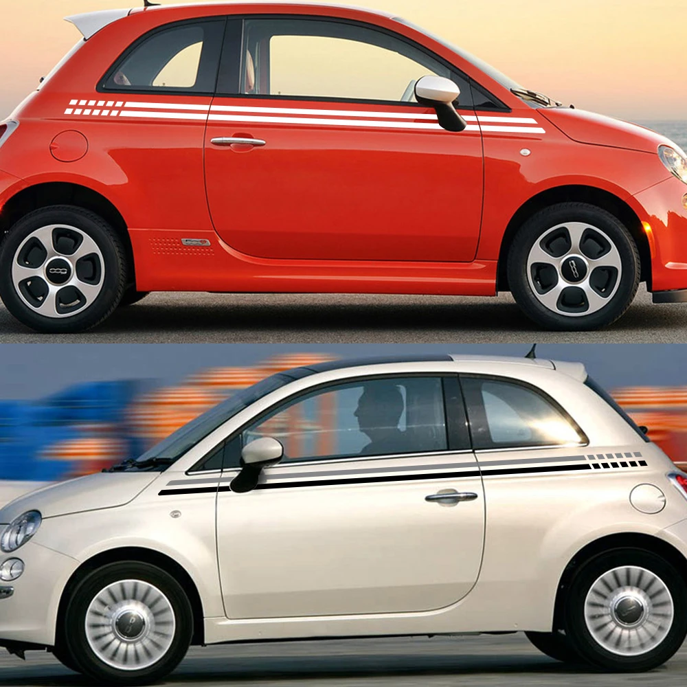 2 шт. для Fiat 500 автомобильные длинные боковые полосы наклейки Виниловая пленка Авто DIY Стайлинг декоративные наклейки автомобильные принадлежности для тюнинга