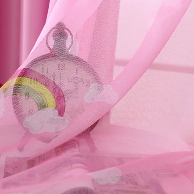 pink tulle Занавески с рисунком для детской спальни для мальчиков и девочек, занавески с радужным принтом, занавески для гостиной - Цвет: pink tulle