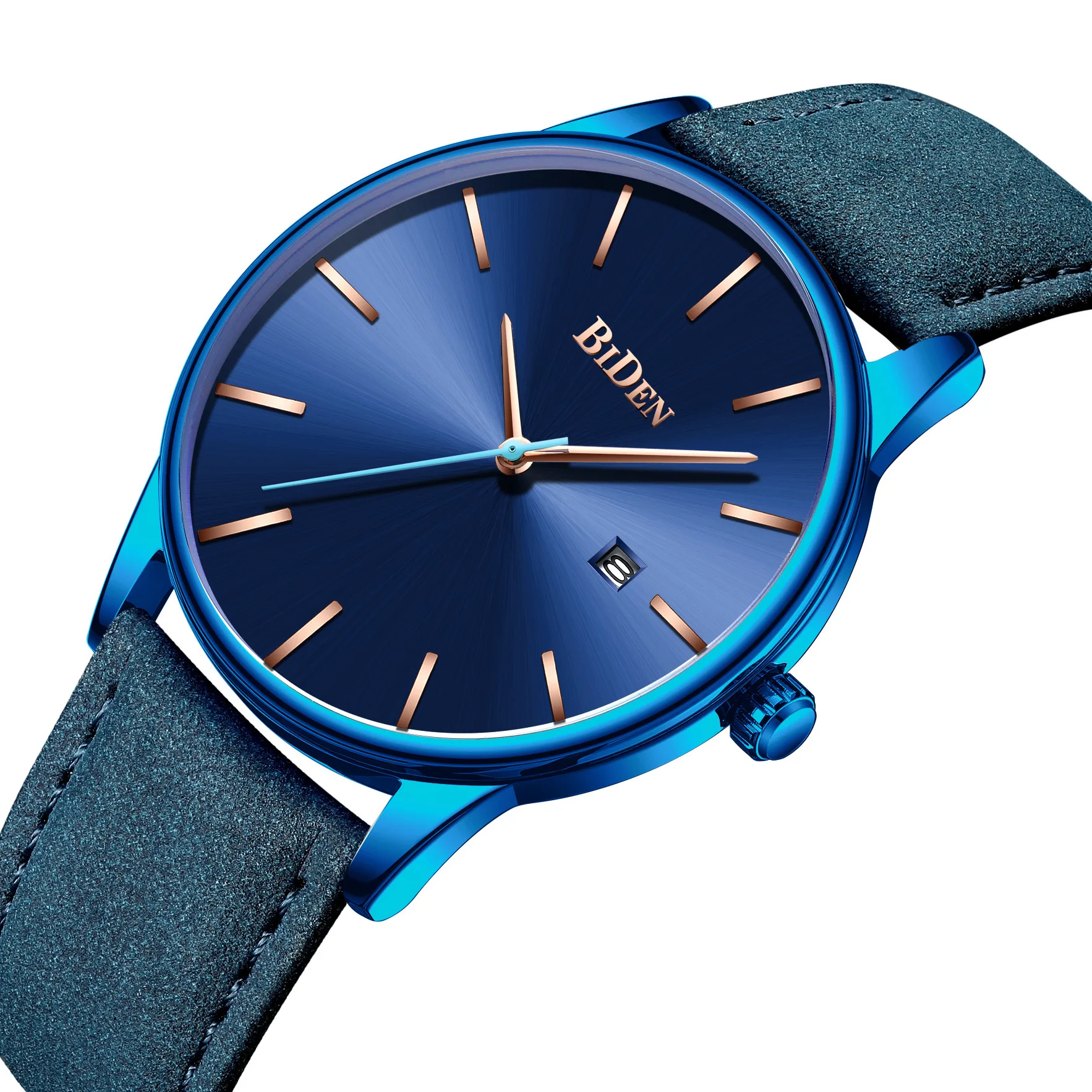 

Biden New Style Simple Men Business Quartz Watch a Generation of Fat Waterproof Calendar Leather Belt MEN'S Watch